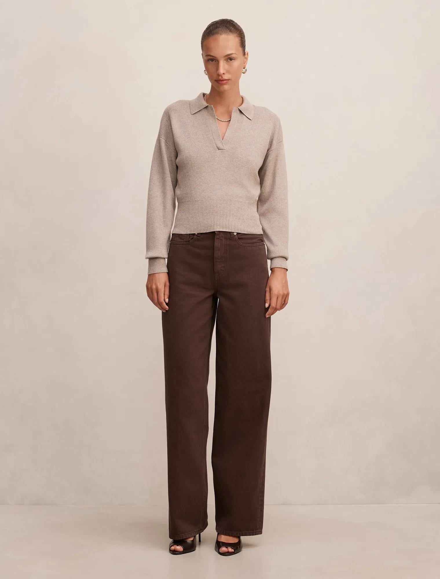 Gia High Rise Wide Leg Jean Chocolate