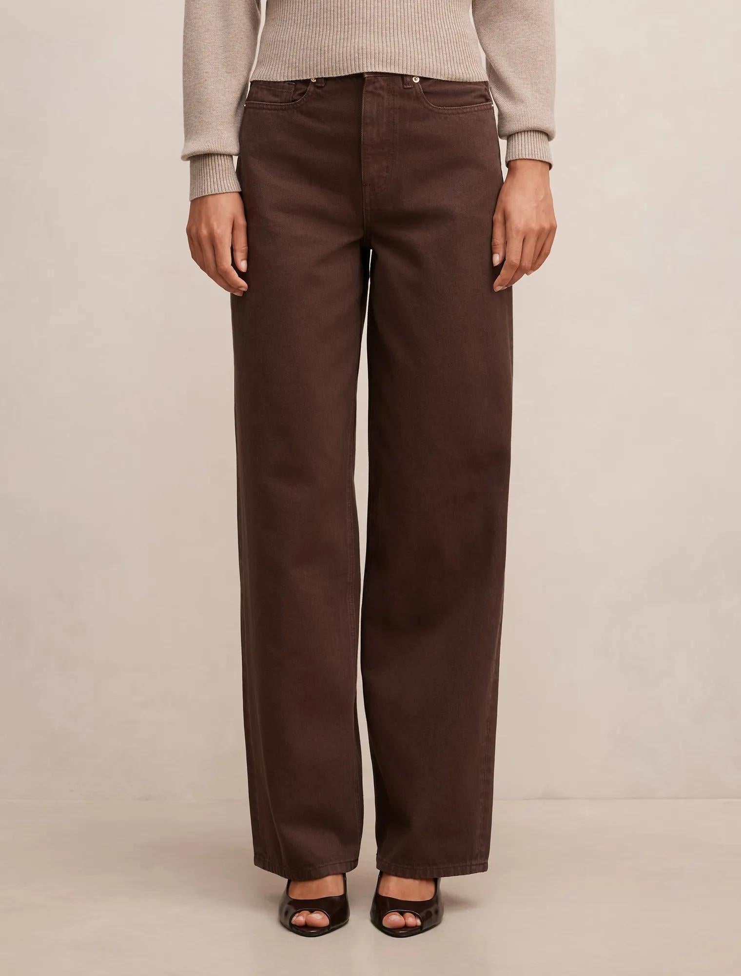 Gia High Rise Wide Leg Jean Chocolate