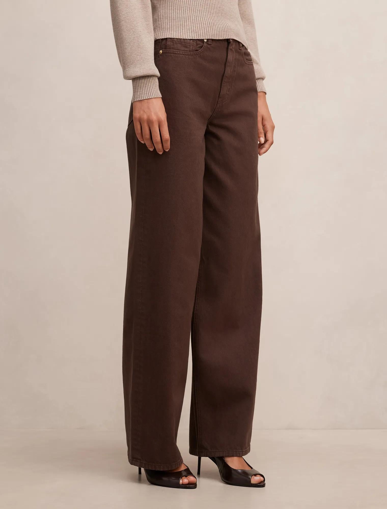 Gia High Rise Wide Leg Jean Chocolate