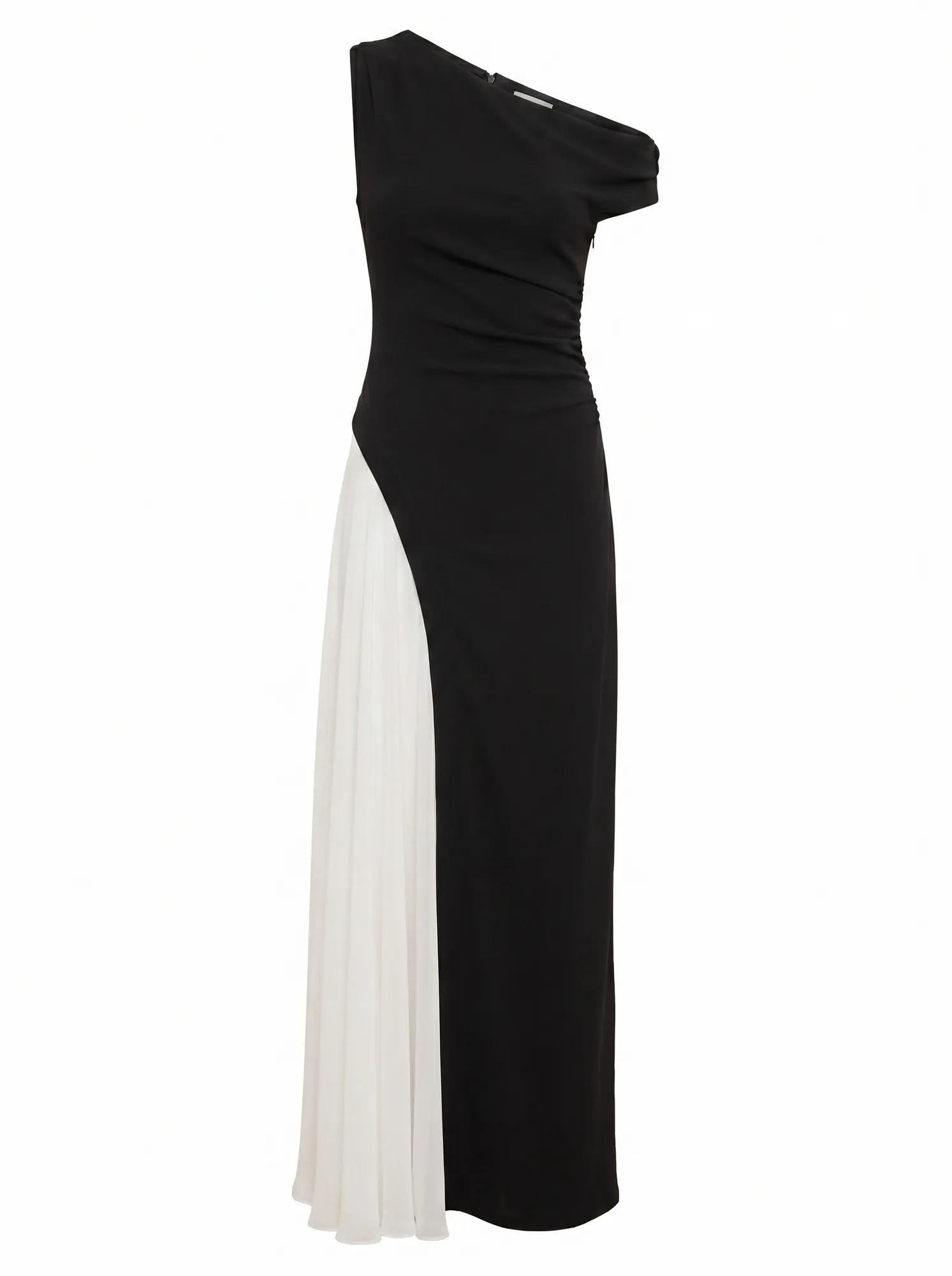 Camille Off Shoulder Contrast Maxi Black & White_mannequin
