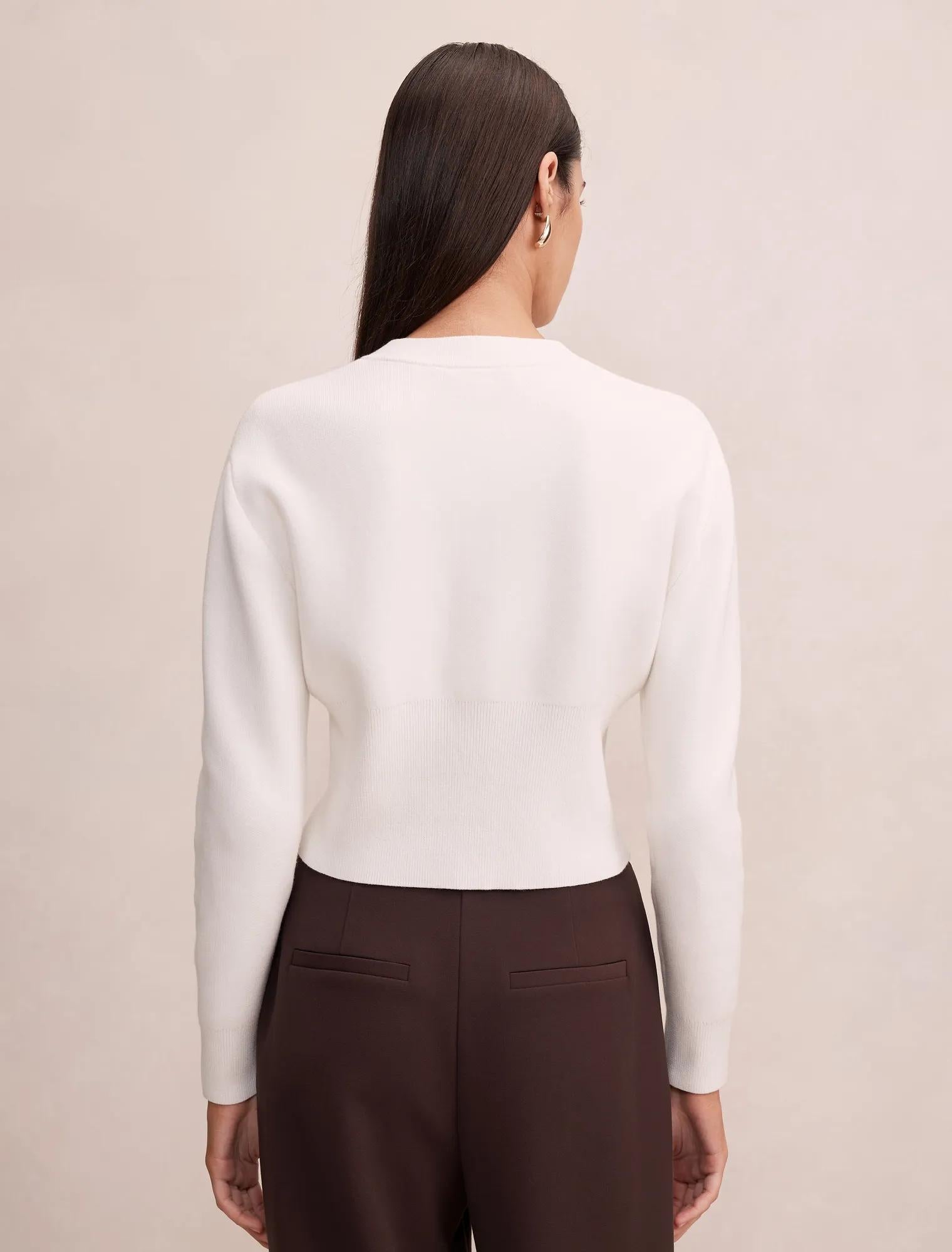 Kaia Deep Hem Cardigan Cream