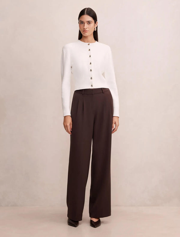 Kaia Deep Hem Cardigan Cream