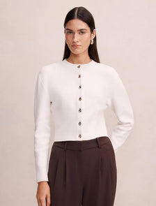 Kaia Deep Hem Cardigan Cream