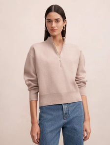 Hayley Quarter Zip Sweater Neutral Sand