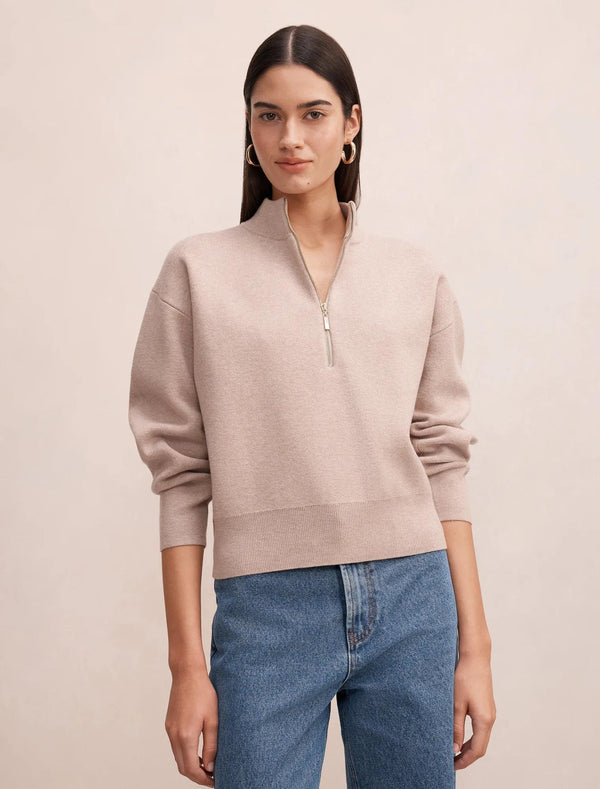Hayley Quarter Zip Sweater Neutral Sand