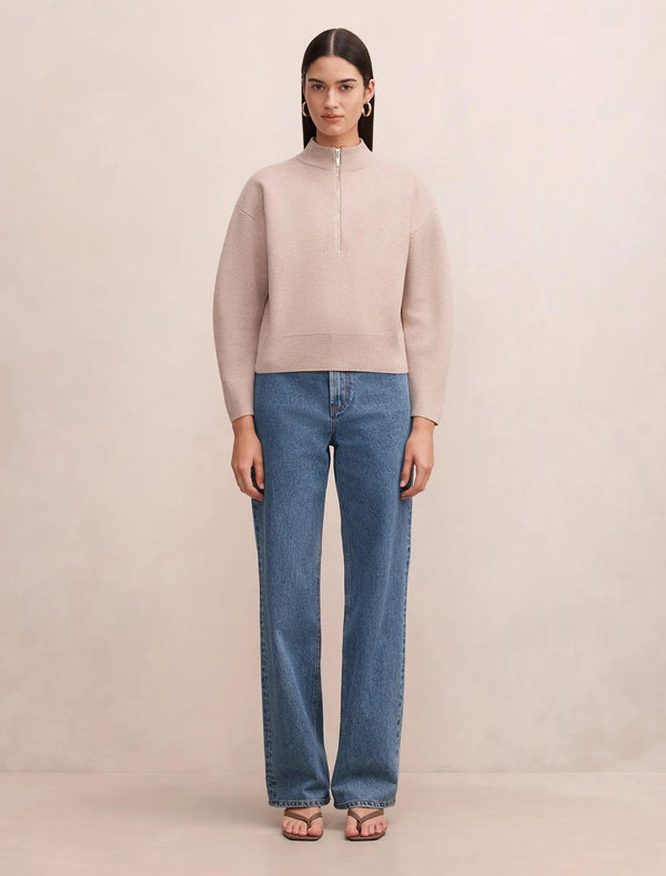 Hayley Quarter Zip Sweater Neutral Sand