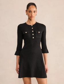 Emelia Lurex Knit Mini Dress Black