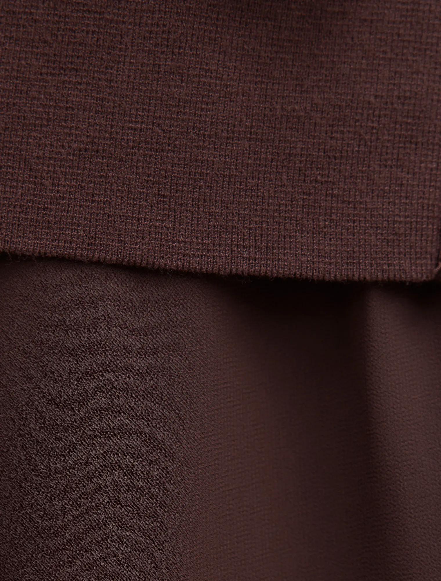 Belle Woven Mix Mini dress Chocolate