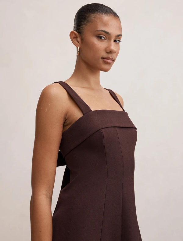 Harriet Low Back Bow Midi Deep Plum