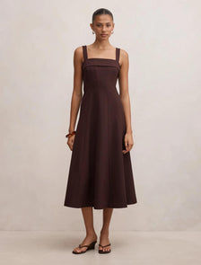 Harriet Low Back Bow Midi Deep Plum