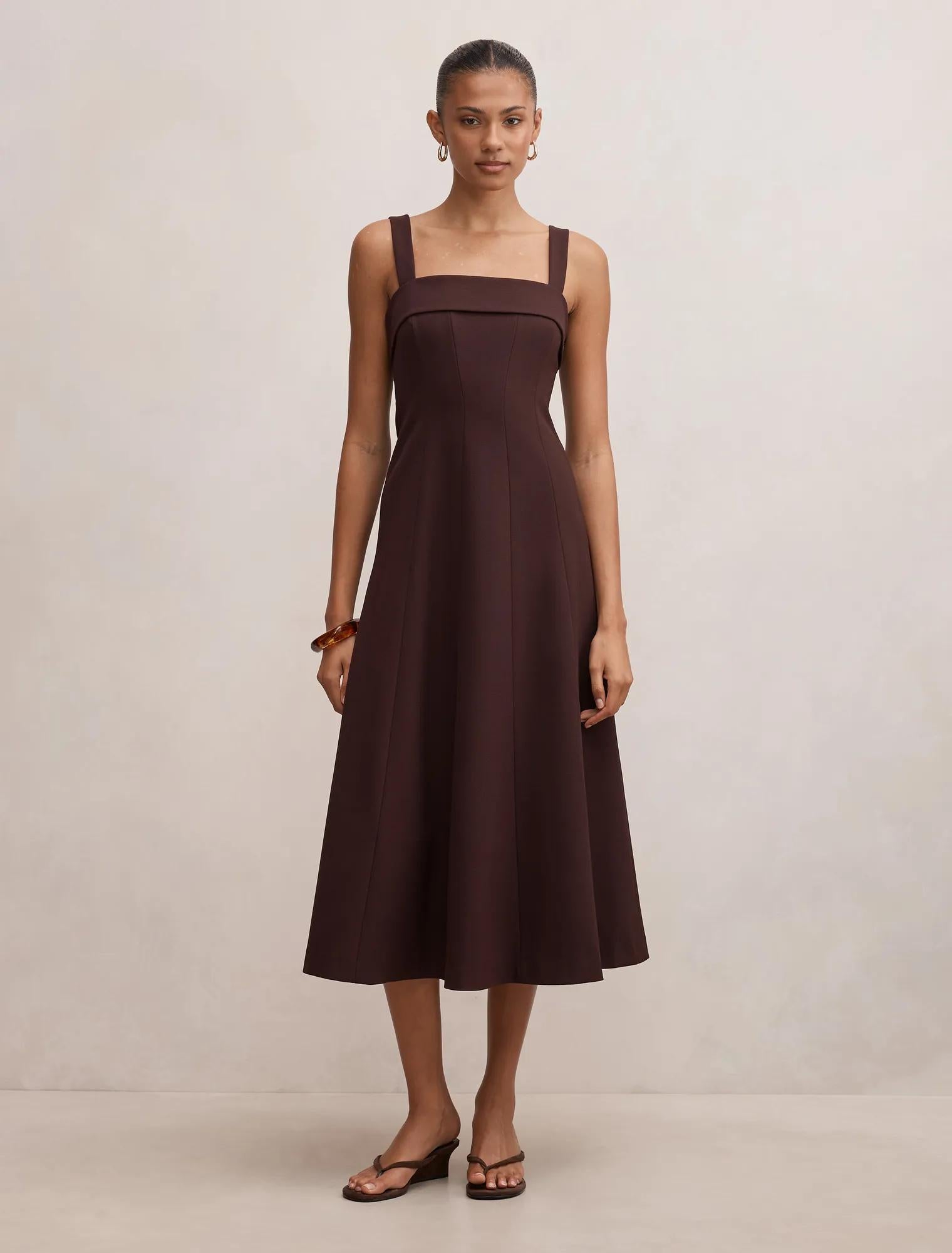 Harriet Low Back Bow Midi Deep Plum