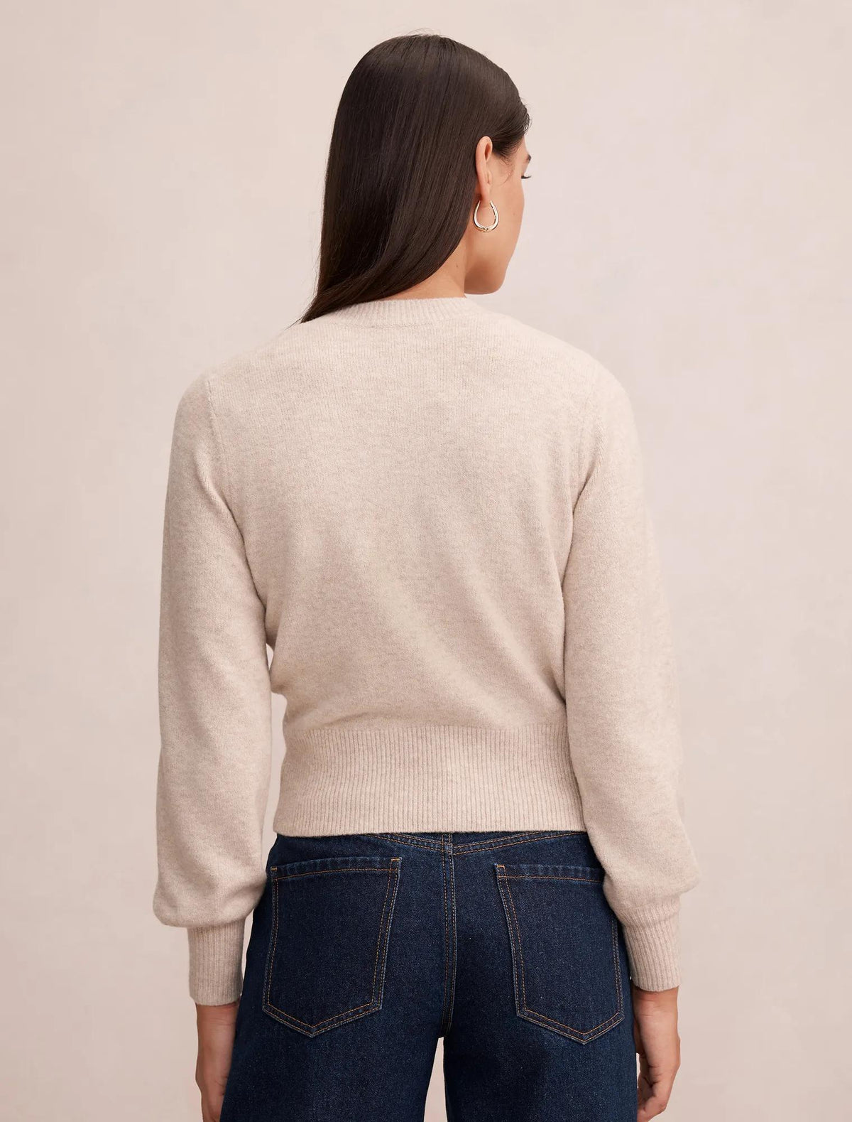 Magda Balloon Sleeve Cardigan Neutral Oat