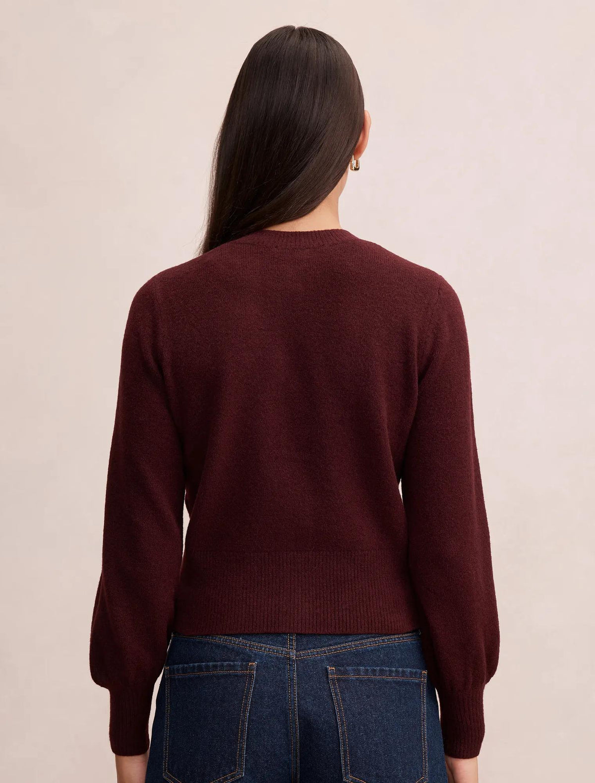 Magda Balloon Sleeve Cardigan Midnight Plum