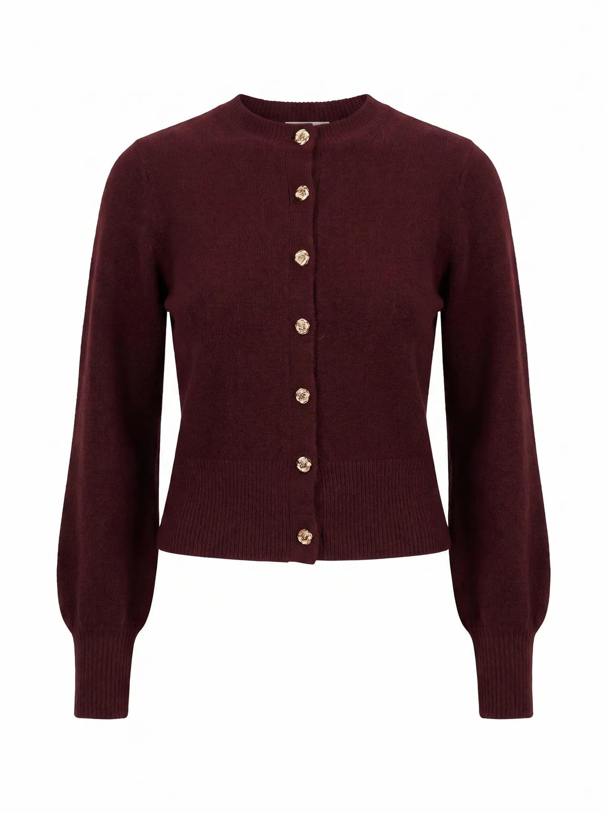 Magda Balloon Sleeve Cardigan Midnight Plum_mannequin