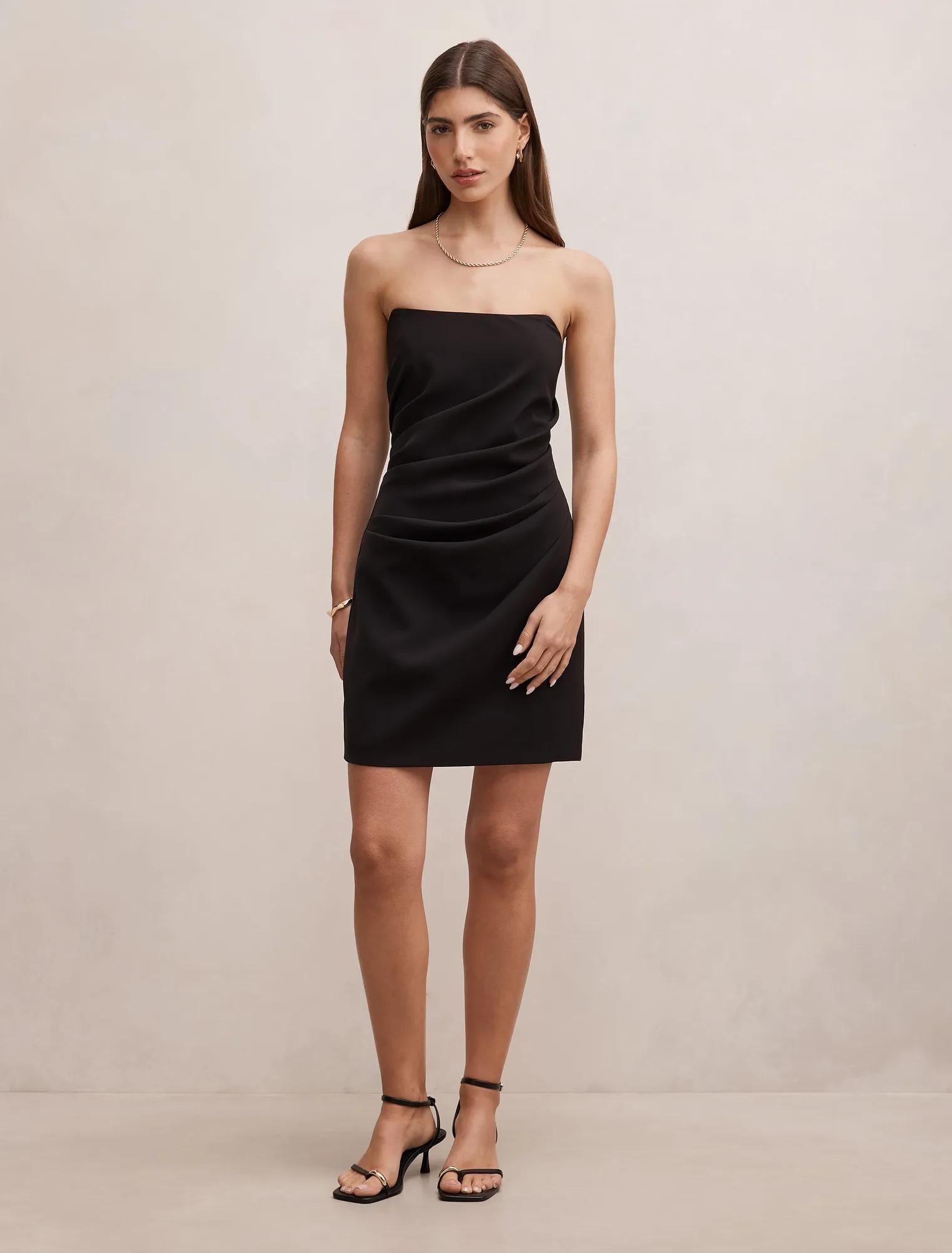 Rumi Draped Mini Dress Black