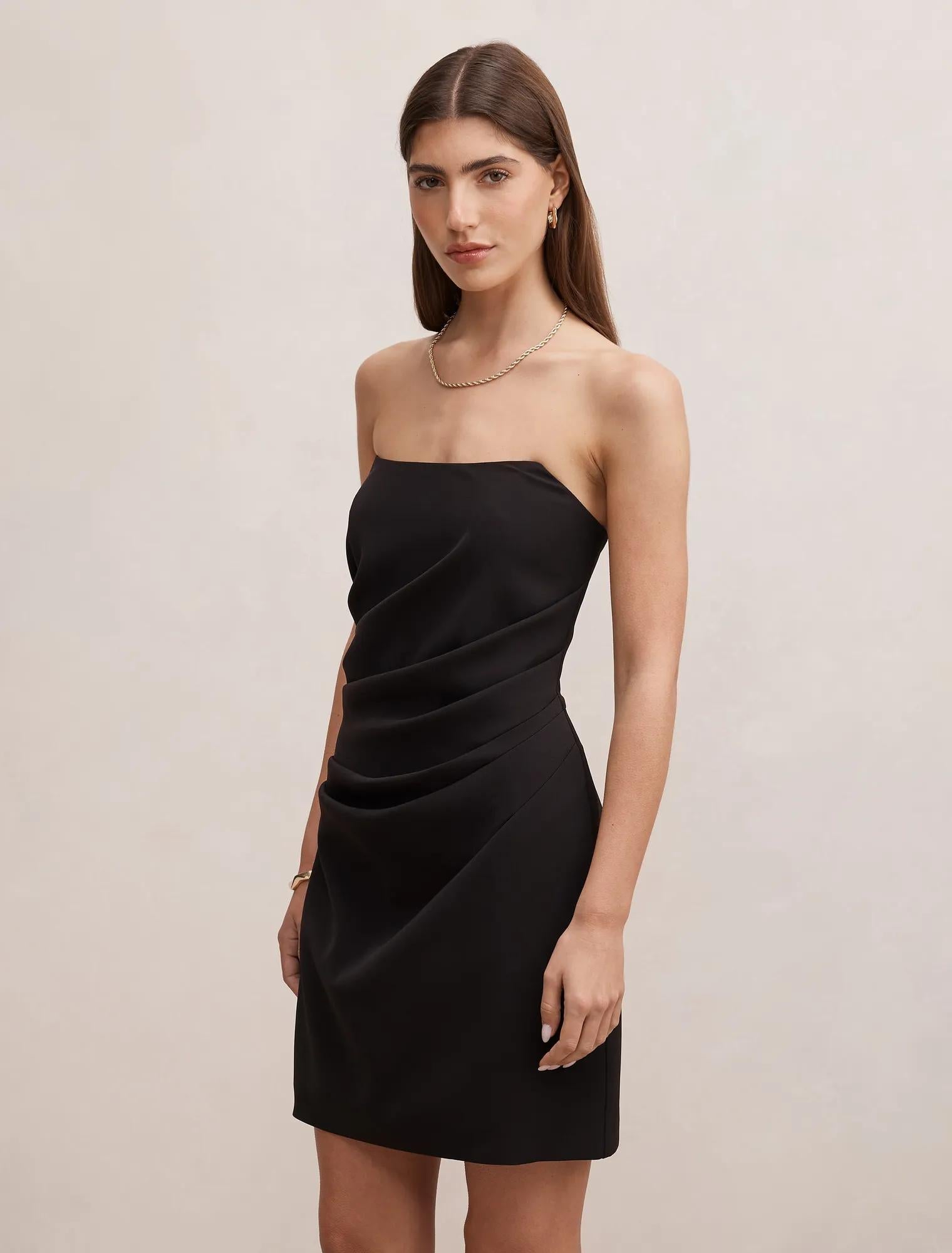 Rumi Draped Mini Dress Black