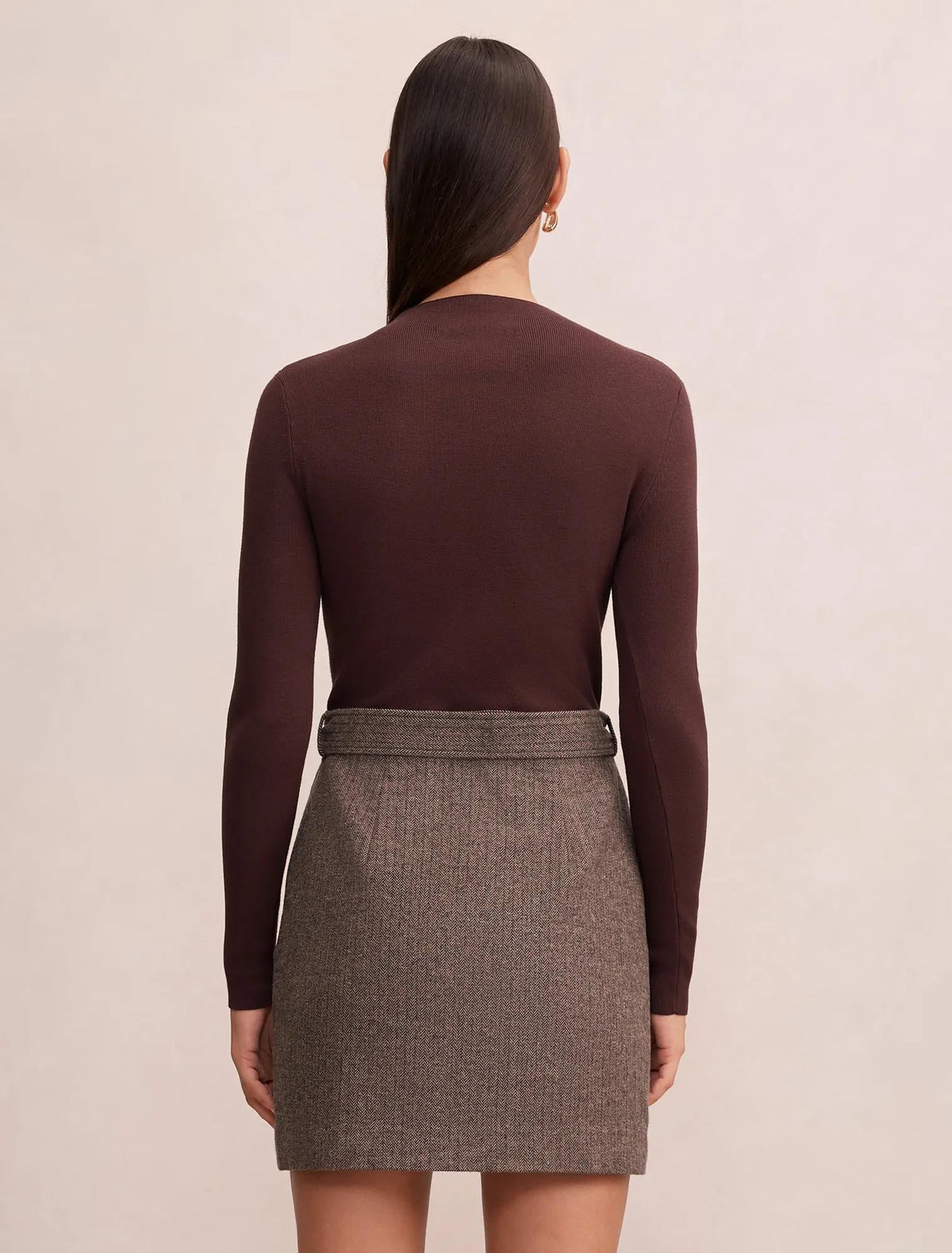 Freya Woven Mixed Mini Dress Chocolate