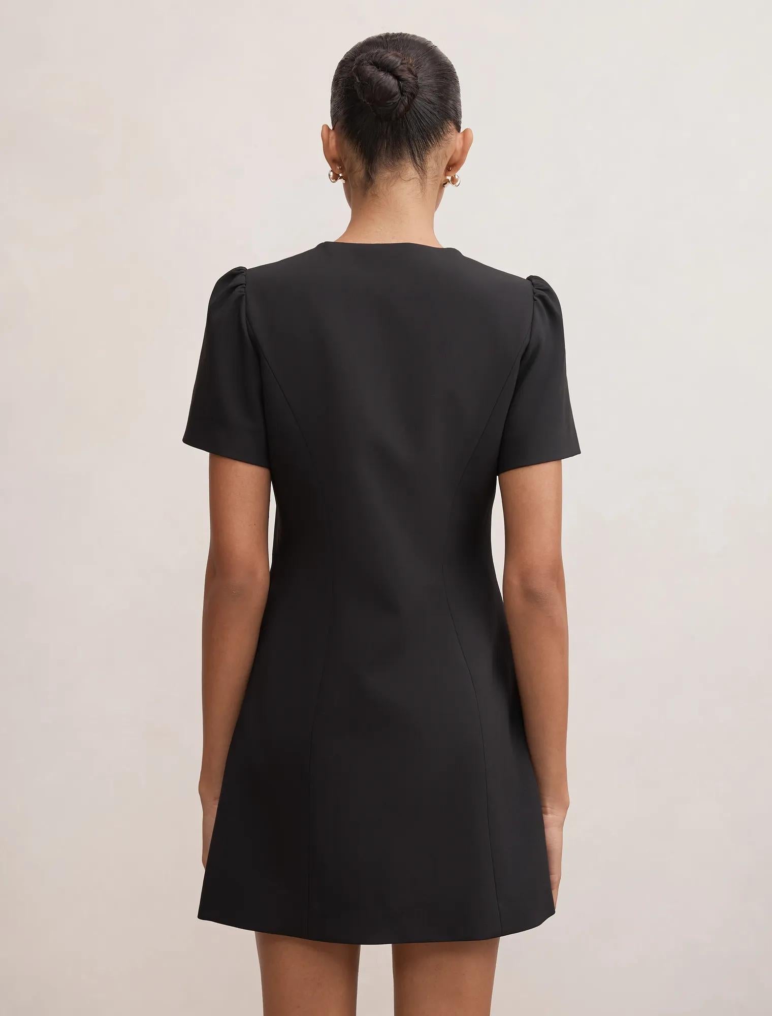 Elinda Button Up Mini Dress Black