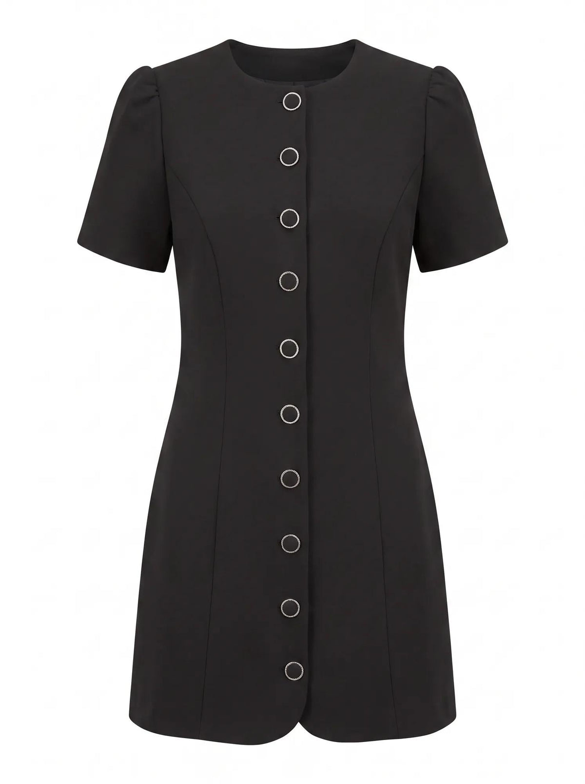 Elinda Button Up Mini Dress Black