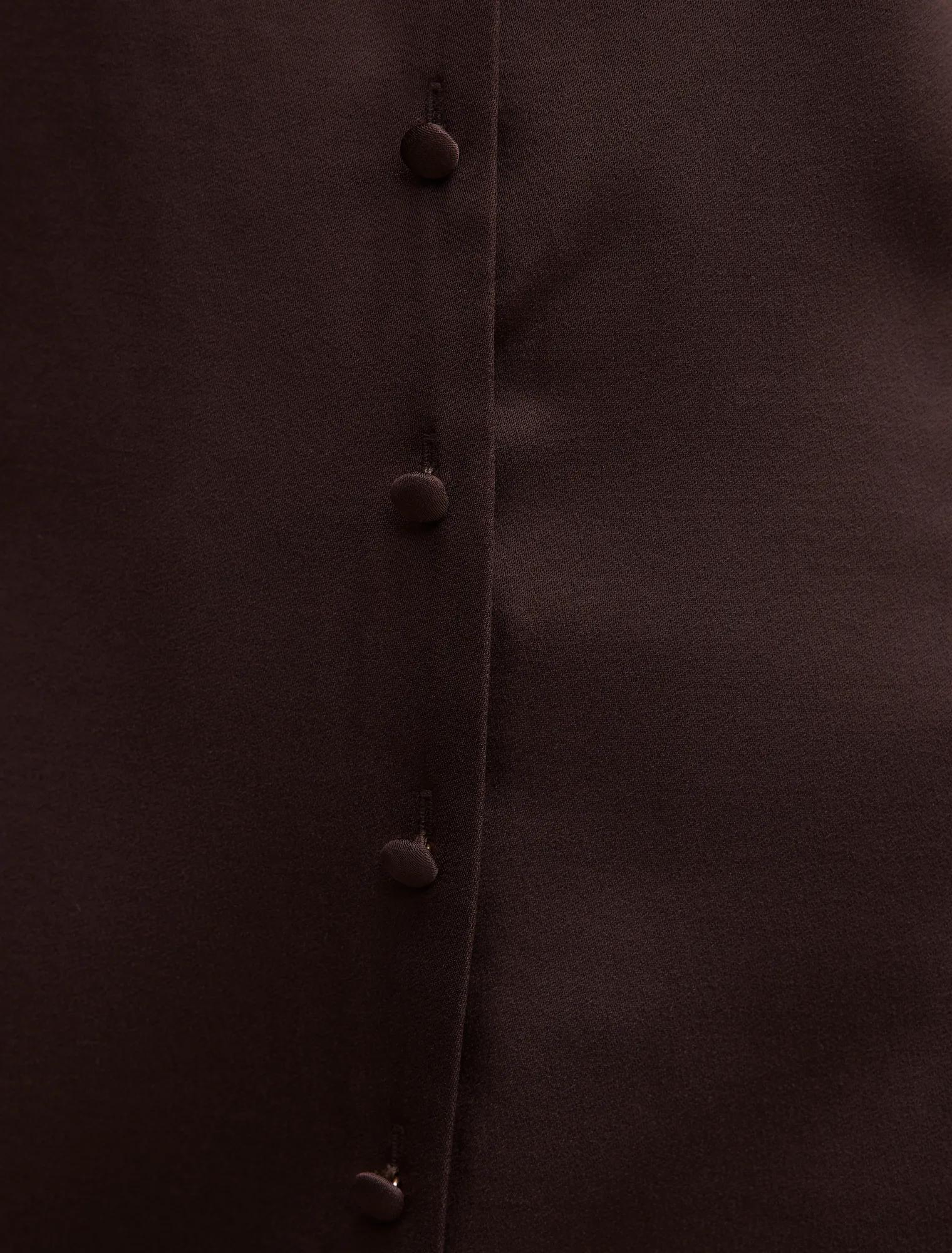 Blair Satin Collared Mini Dress Chocolate Bean