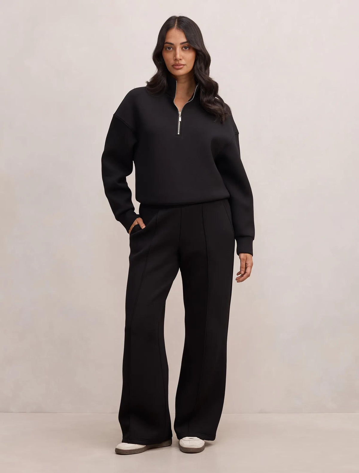 Hattie Zip Front Lounge Jumper Black