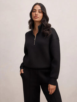 Hattie Zip Front Lounge Jumper Black