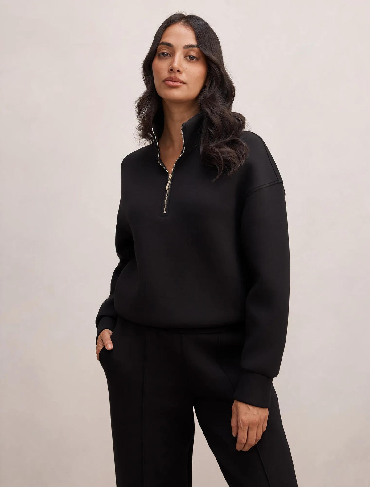 Hattie Zip Front Lounge Jumper Black