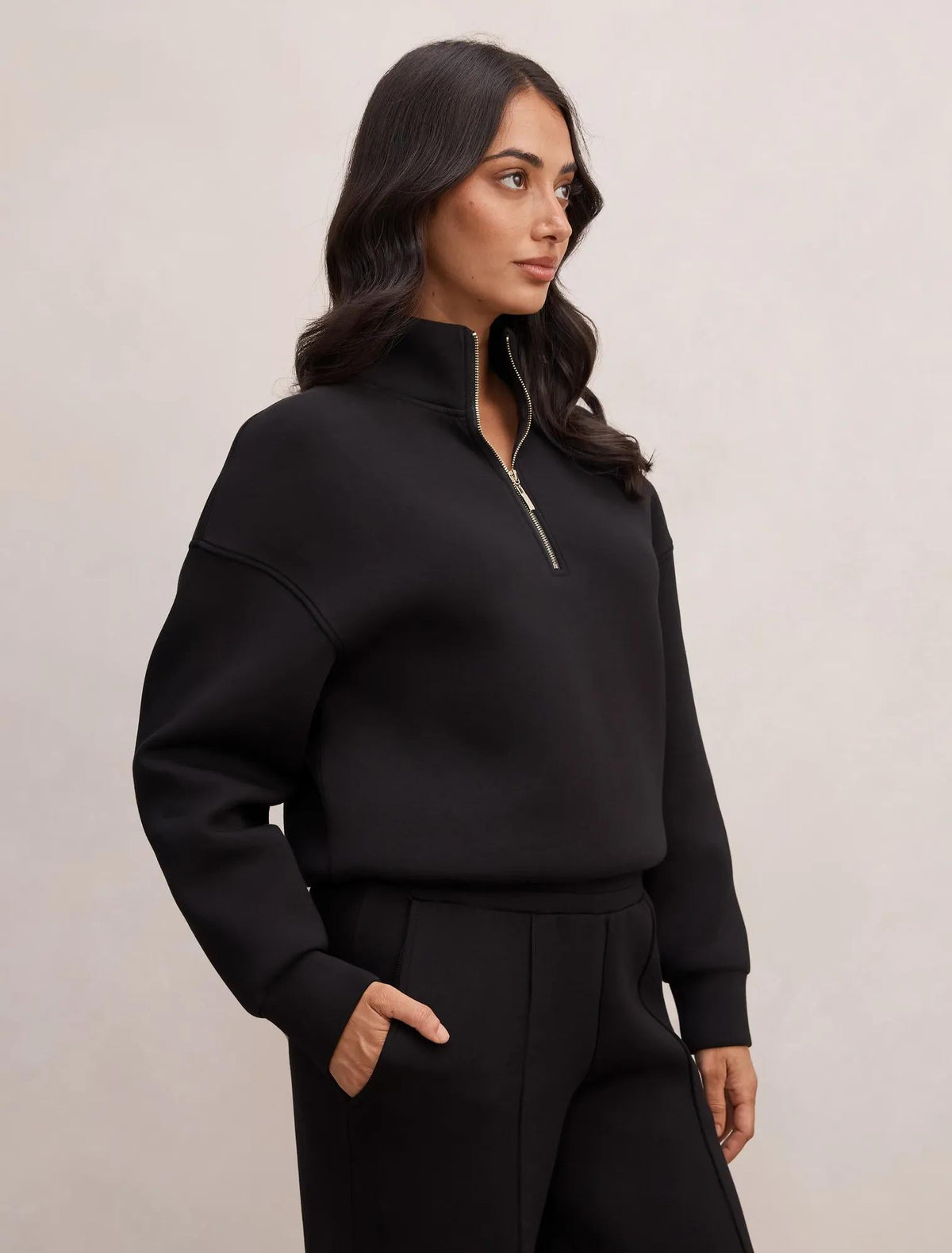 Hattie Zip Front Lounge Jumper Black
