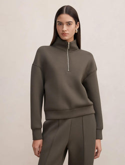 Hattie Zip Front Lounge Jumper Sage Moss