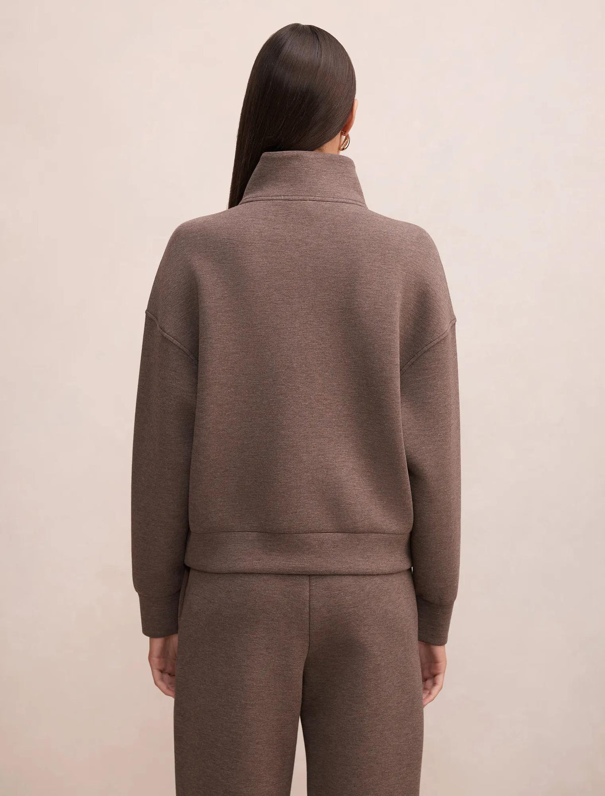 Hattie Zip Front Lounge Jumper Mocha Marle