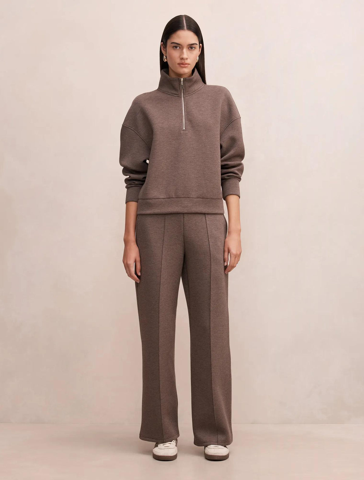 Hattie Zip Front Lounge Jumper Mocha Marle