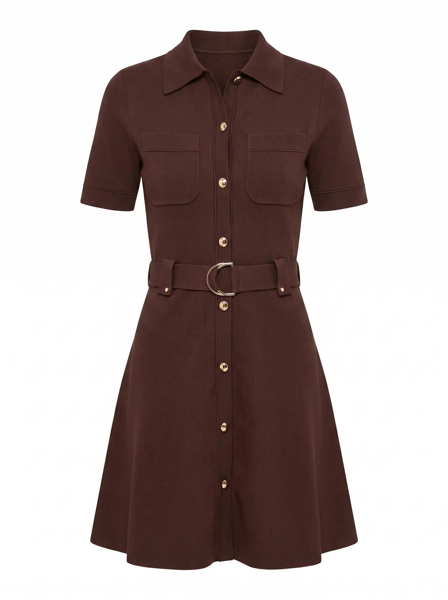 Amy Fit and Flare Knit Mini Brown_mannequin
