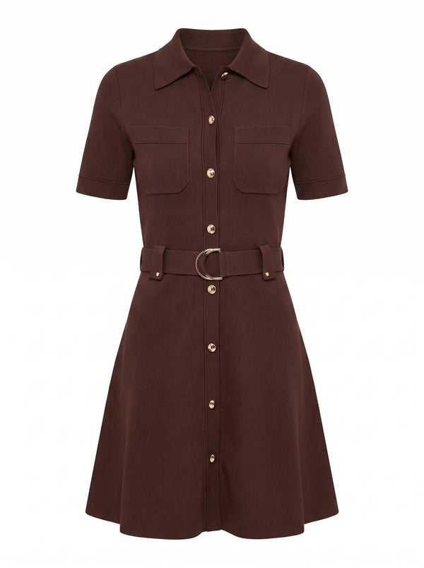 Amy Fit and Flare Knit Mini Brown_mannequin