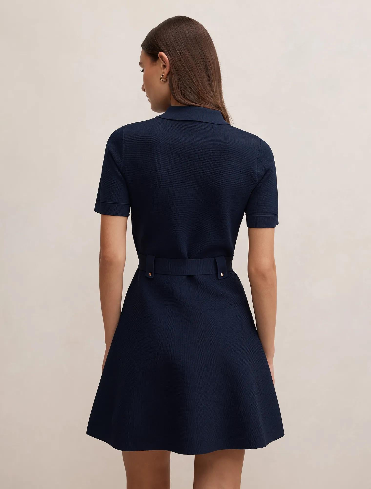 Amy Fit and Flare Knit Mini Navy