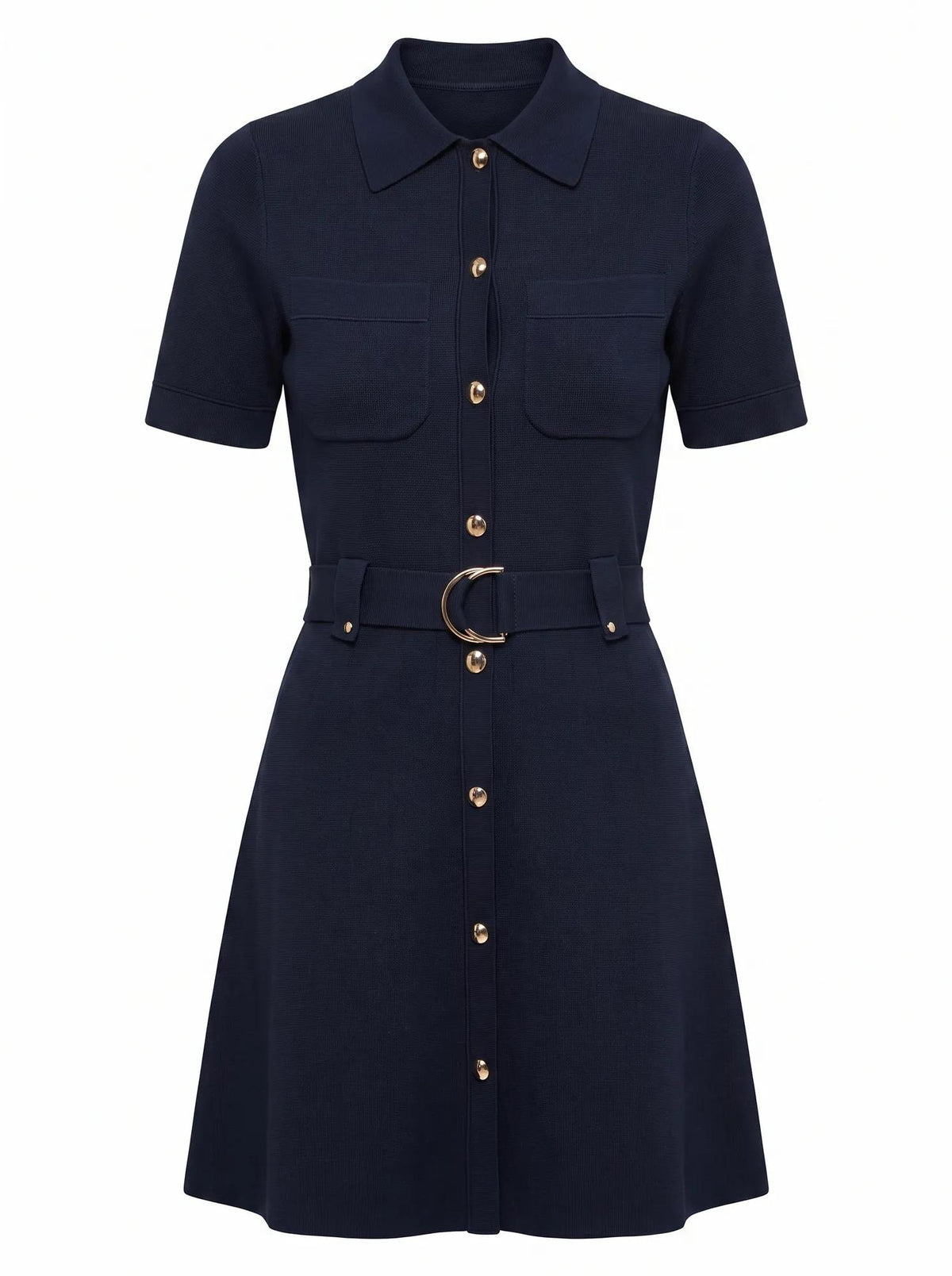 Amy Fit and Flare Knit Mini Navy_mannequin