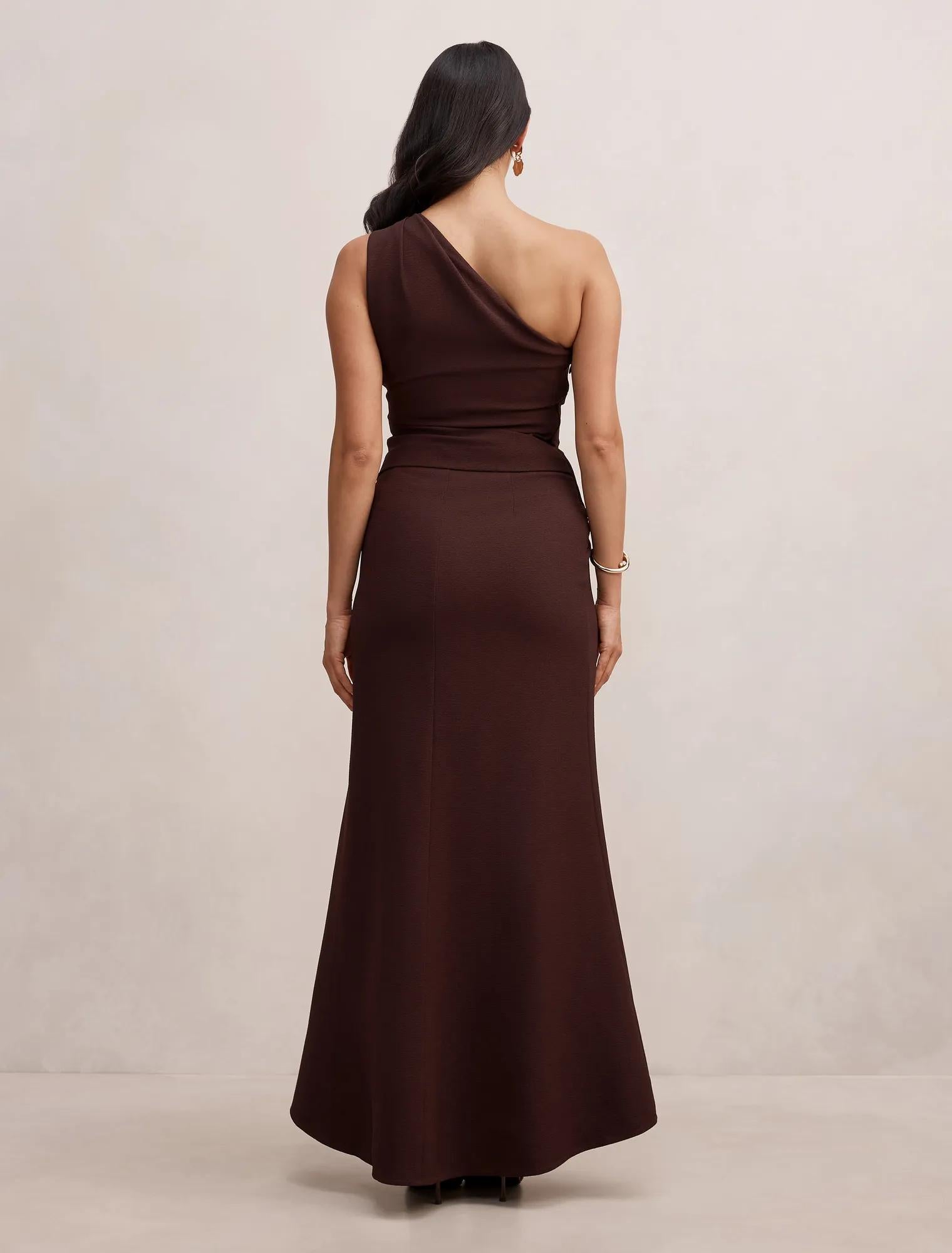 Yolanda One Shoulder Gown Deep Plum