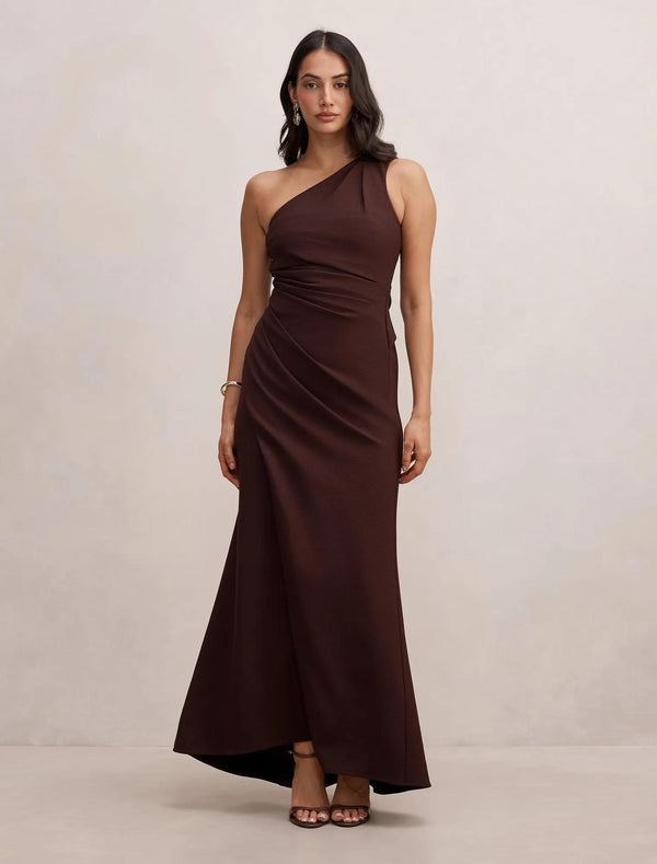 Yolanda One Shoulder Gown Deep Plum