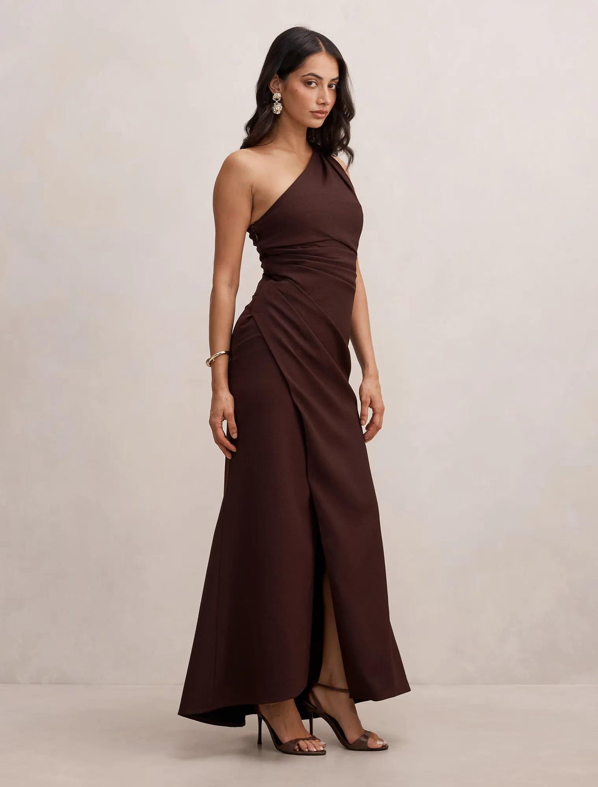 Yolanda One Shoulder Gown Deep Plum