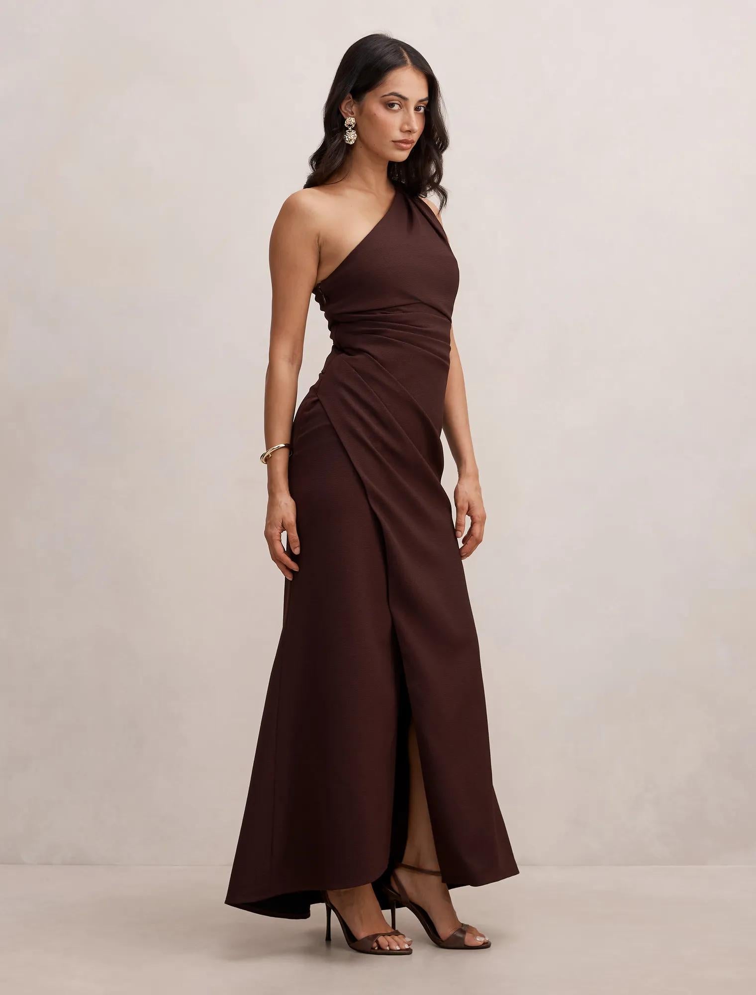 Yolanda One Shoulder Gown Deep Plum