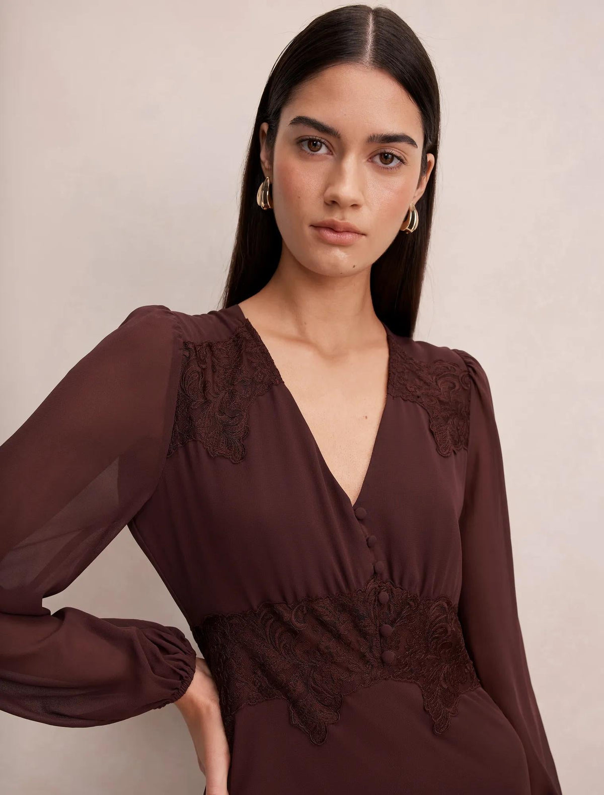 Mackenzie Lace Trim Mini Dress Vintage Plum