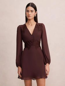 Mackenzie Lace Trim Mini Dress Vintage Plum