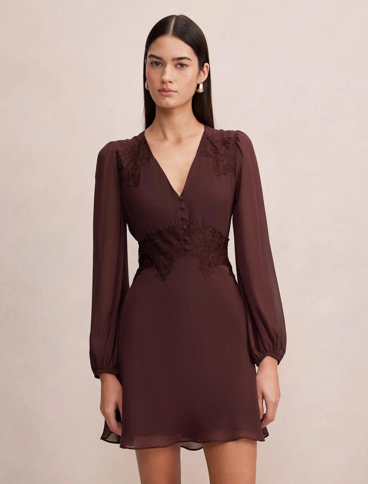 Mackenzie Lace Trim Mini Dress Vintage Plum