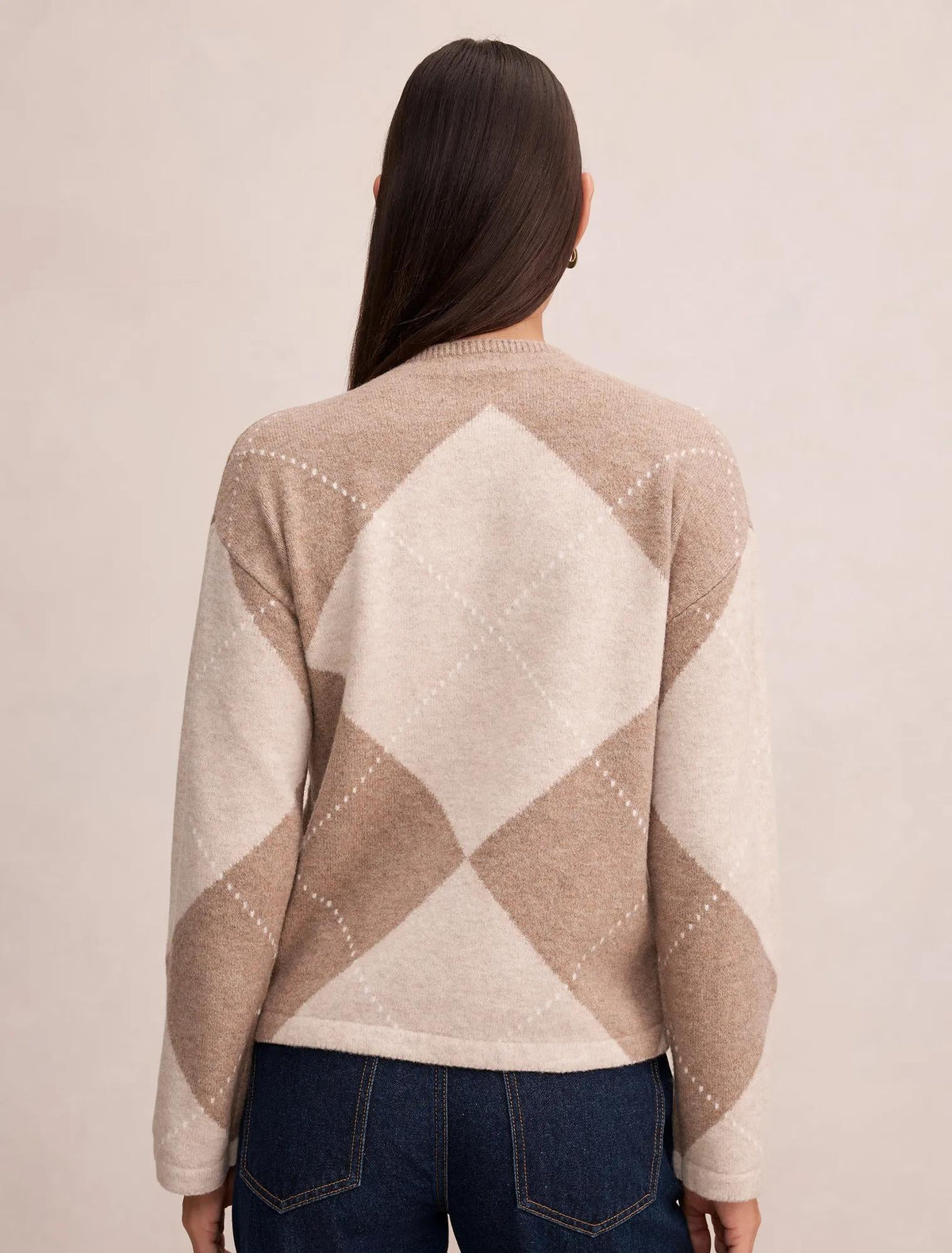 Amal Argyle Sweater Mocha/Cream