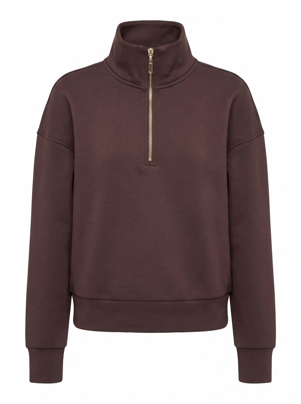 Hattie Petite Zip Lounge Jumper Chocolate_mannequin