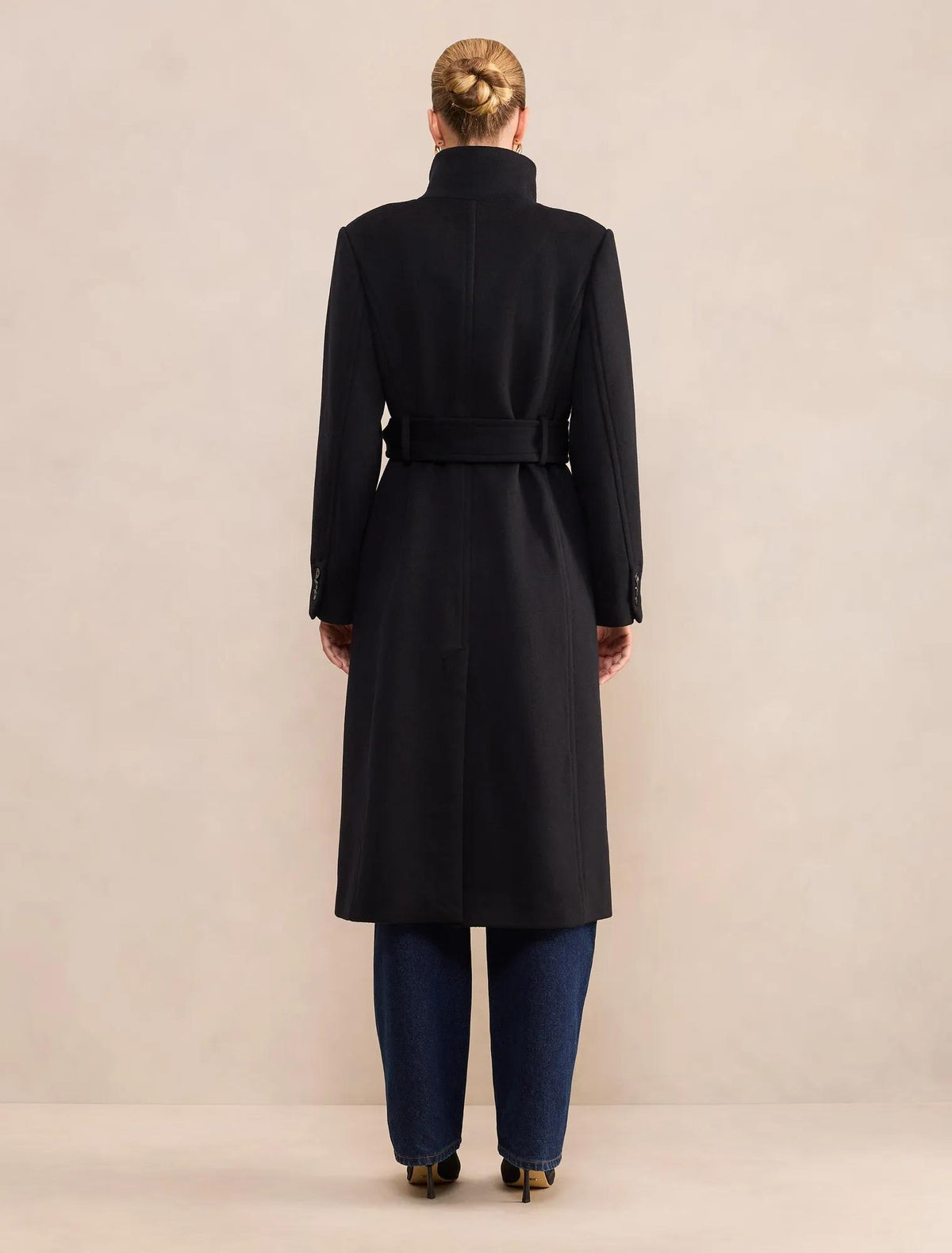 Rue Funnel Neck Coat Black