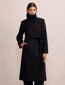 Rue Funnel Neck Coat Black