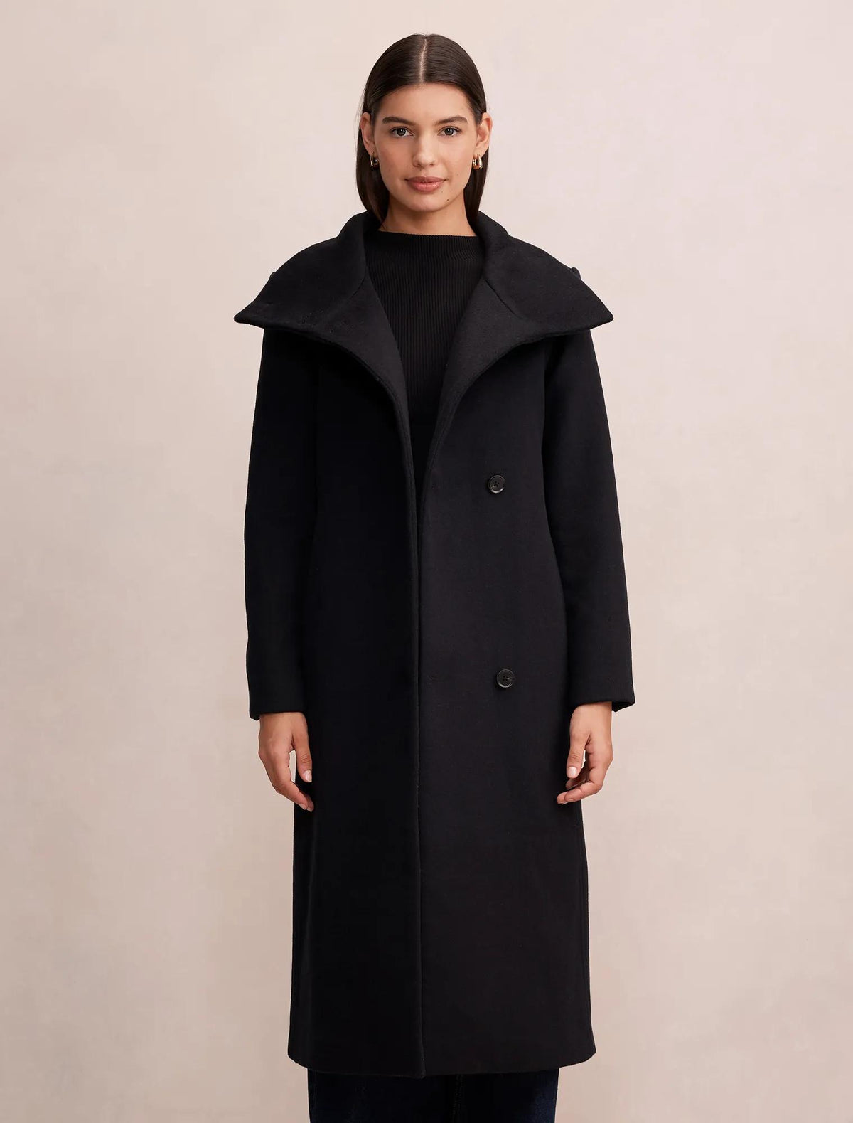 Rue Funnel Neck Coat Black