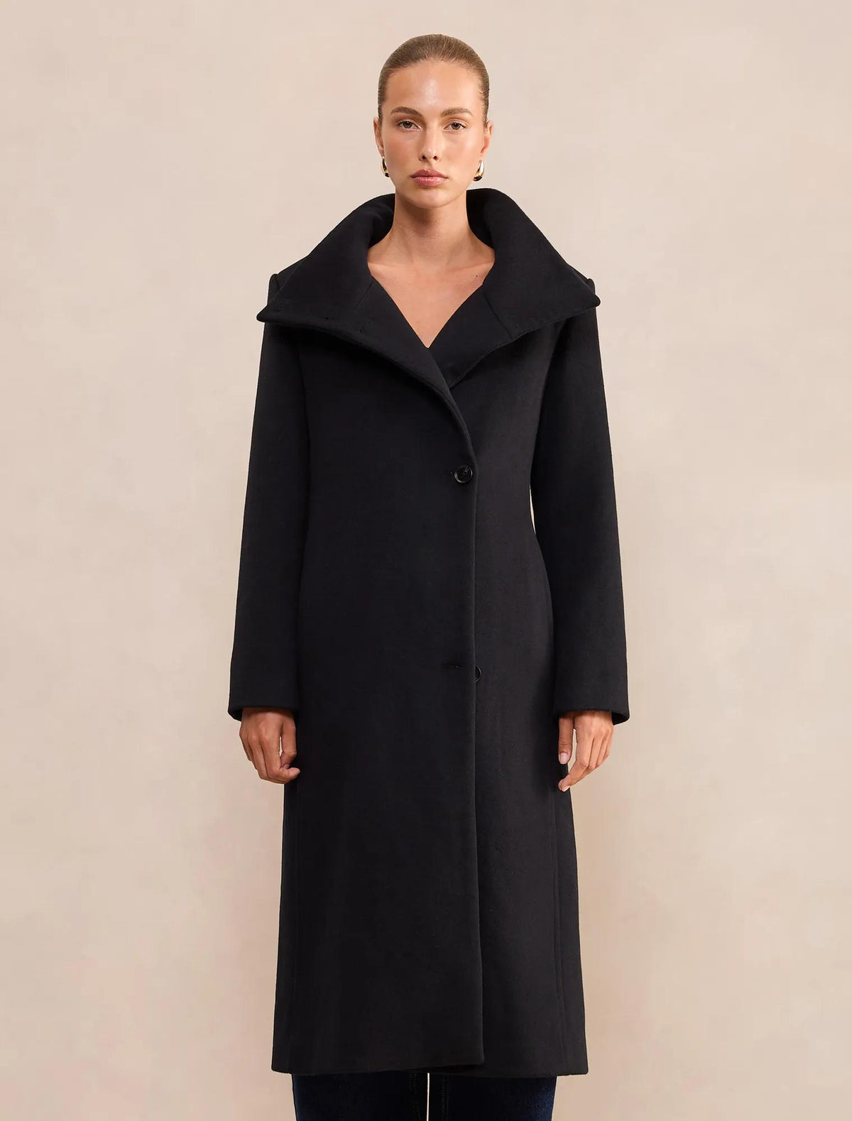 Rue Funnel Neck Coat Black