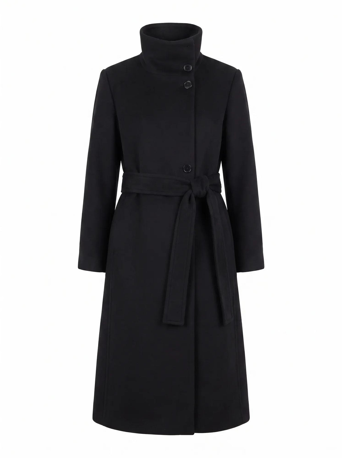 Rue Funnel Neck Coat Black_mannequin