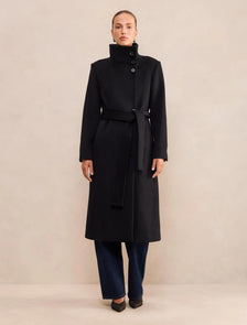 Rue Funnel Neck Coat Black